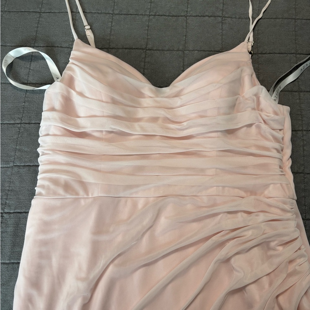 Azazie Deandra Blushing Pink Ruched Dress